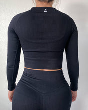 Load image into Gallery viewer, BLACK RIBBED LONG SLEEVE